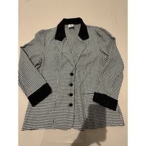Maggie Lawrence Houndstooth Blazer Subtle Sparkle Velvet Trim Made USA